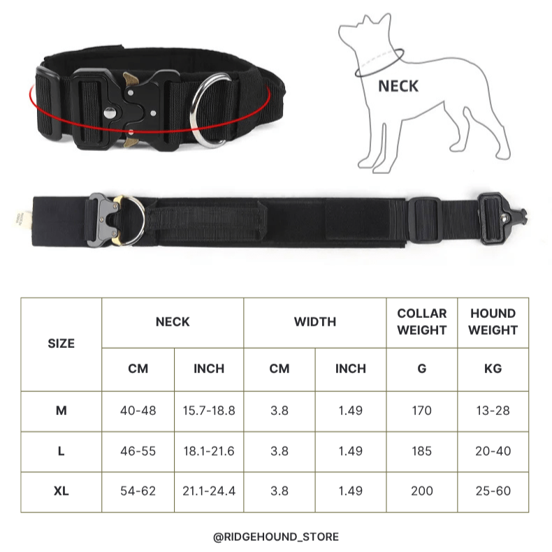 Ridge Hound Heavy Duty Dog Collar with Secure Buckle